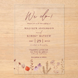 Wir schaffen das! Boho Botanische Rustikale Wildbl Acryleinladungen