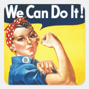 Wir schaffen das! - Rosie the Riveter Vintage Icon Quadratischer Aufkleber