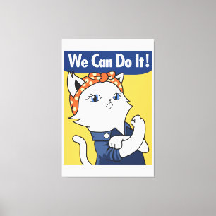Wir schaffen das! Weiße Katze Rosie the Riveter Leinwanddruck