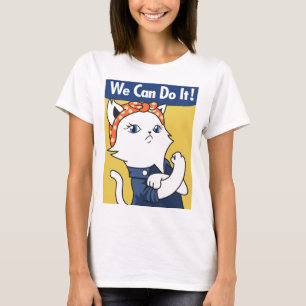 Wir schaffen das! Weiße Katze Rosie the Riveter T-Shirt
