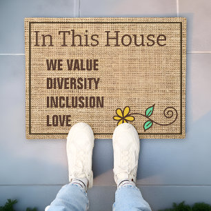 Wir schätzen die Liebe dieses Hauses Burlap willko Fußmatte