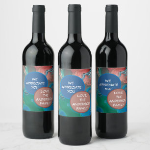 Wir schätzen Sie von Familie Blue Gem Gemstone Weinetikett