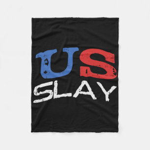 Wir schlagen lustig USA 4. Juli Amerika Patriotisc Fleecedecke
