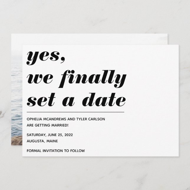 Wir schließlich Set ein Hochzeitdatum fett Typogra Save The Date (Vorne/Hinten)