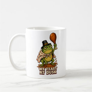 Wir schmausen bei Dämmerung Frosch-Erntedankfest Kaffeetasse