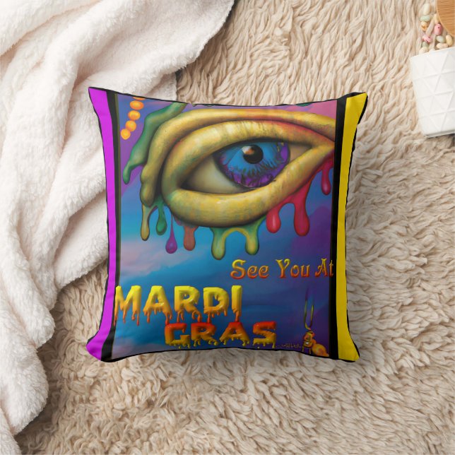 Wir sehen uns bei Mardi Gras Eye Kissen (Decke)