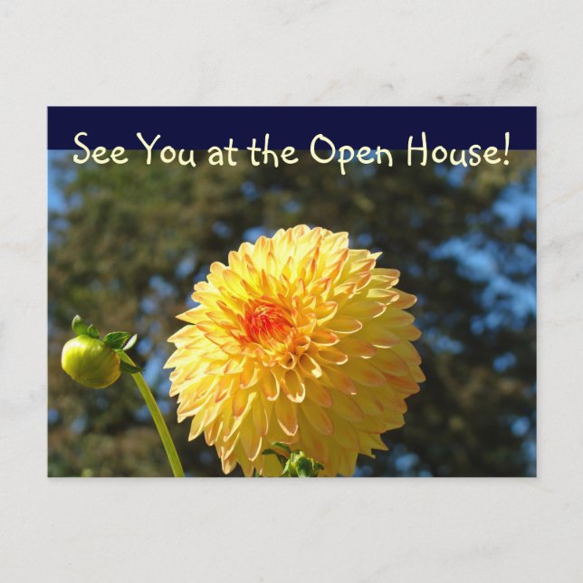 Wir sehen uns bei Open House! Postkarten Dahlia (Vorderseite)
