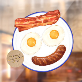 Wir servieren Frühstück den ganzen Tag Eggs Bacon Fensteraufkleber