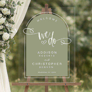 Wir setzen Grün-Script-Moderne Hochzeit Willkommen Acrylschild