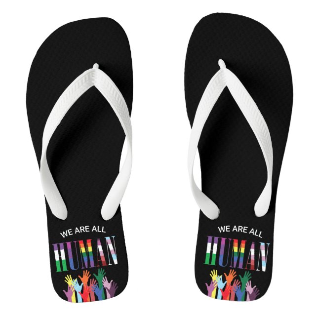 Wir sind alle menschliche farbenfrohe Hände Flip Flops (Fußbett)