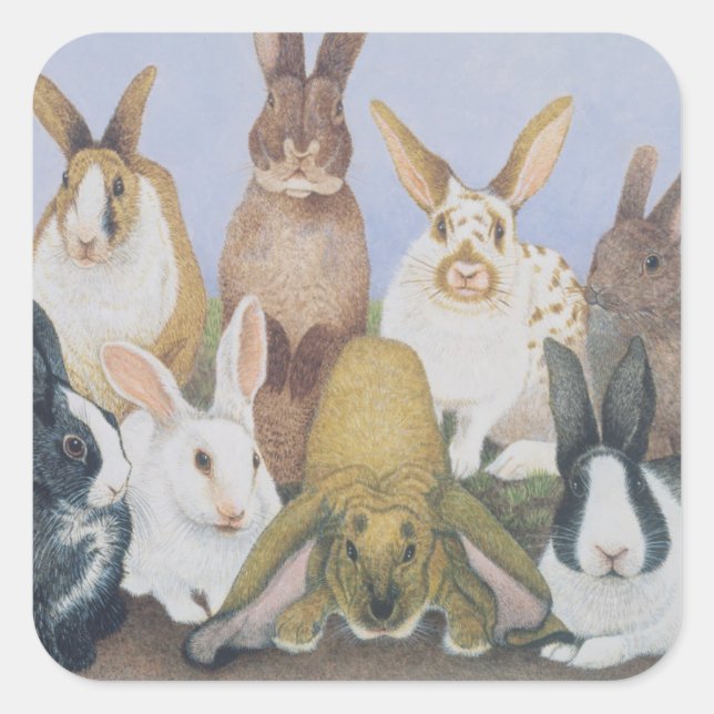 Wir sind alle Ohren Quadratischer Aufkleber (Vorderseite)