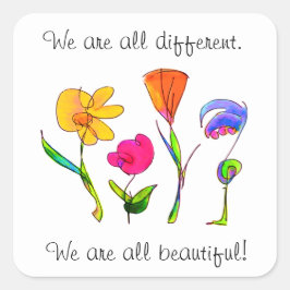 Wir sind alle verschiedene und schöne Diversity-Bl Quadratischer Aufkleber