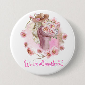 Wir sind alle wunderbar – Florale Wasserfarben-Fra Button