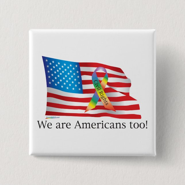 Wir sind Amercians auch! Knopf Button (Vorderseite)
