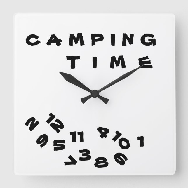 "WIR SIND AUF *CAMPING-ZEIT* MIT DIESEM COOLEN KLO QUADRATISCHE WANDUHR (Vorderseite)