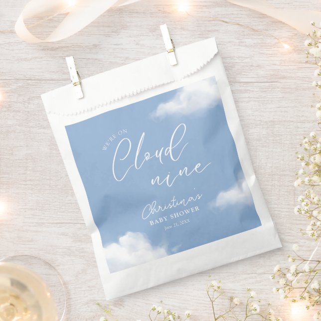 Wir sind auf Cloud 9 Baby Shower Blue Geschenktütchen (Ausgeschnitten)