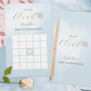 Wir sind auf Cloud 9 Blau Baby Shower Bingo Spiel
