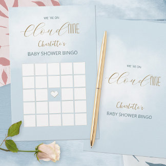 Wir sind auf Cloud 9 Blue Baby Shower Bingo Game