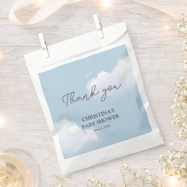 Wir sind auf Cloud 9 Blue Boy Baby Shower Danke Geschenktütchen (Ausgeschnitten)
