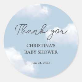 Wir sind auf Cloud 9 Blue Boy Baby Shower Danke Runder Aufkleber