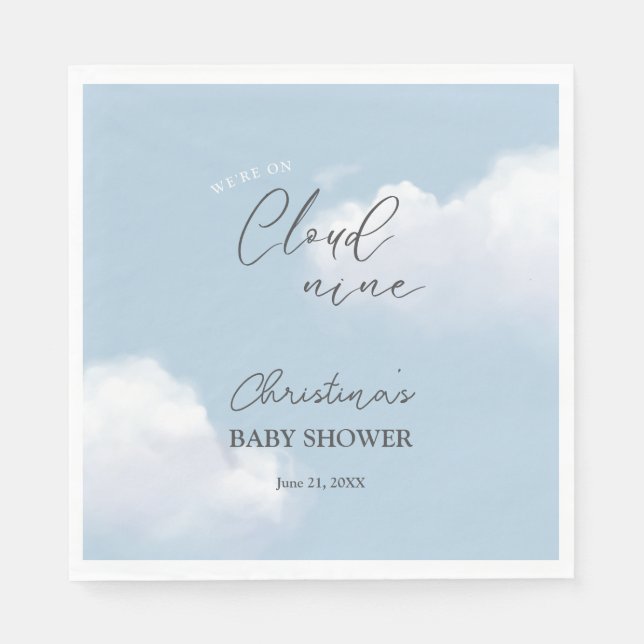 Wir sind auf Cloud 9 Blue Boy Baby Shower Serviette (Vorderseite)