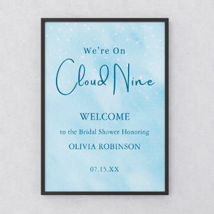 Wir sind auf Cloud 9 Dreamy Blue Baby Dusche Willk Poster