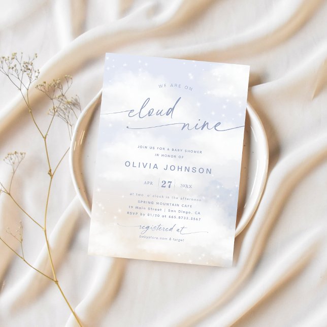 Wir sind auf Cloud 9 Dreamy Clouds Baby Dusche Einladung (Von Creator hochgeladen)