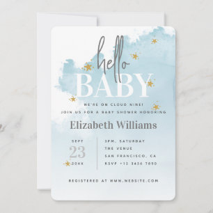 Wir sind auf Cloud 9 Hello Baby Shower Einladung