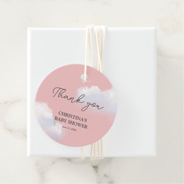 Wir sind auf Cloud 9 Pink Girl Baby Dusche Vielen  Geschenkanhänger (Beispiel)