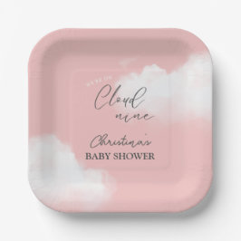 Wir sind auf Cloud 9 Pink Girl Baby Shower Pappteller