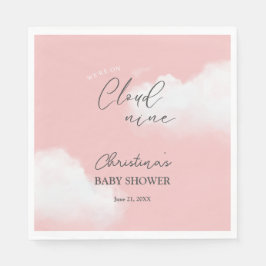 Wir sind auf Cloud 9 Pink Girl Baby Shower Serviette