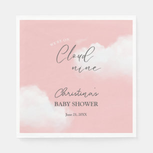 Wir sind auf Cloud 9 Pink Girl Baby Shower Serviette