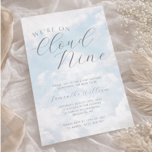 Wir sind auf Cloud Nine Baby-Blauwolken-Babyparty Einladung