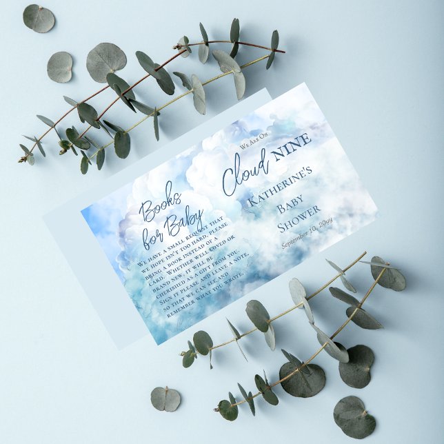 Wir sind auf Cloud Nine Baby Showbüchern für Baby Begleitkarte ("We Are On Cloud Nine"  Blue Boy Baby Shower Books for Baby Insert Enclosure Card)