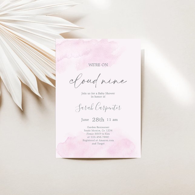 Wir sind auf Cloud Nine Baby Shower Girl Einladung (Von Creator hochgeladen)