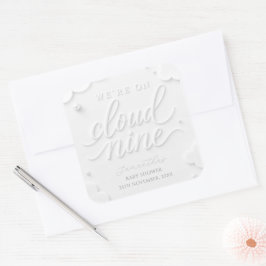Wir sind auf Cloud Nine Baby Shower Quadratischer Aufkleber