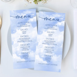 Wir sind auf Cloud Nine Blue Baby Dusche Food Menü Menükarte