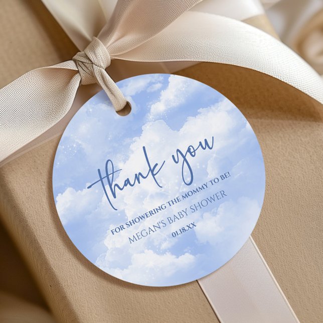 Wir sind auf Cloud Nine Blue Baby Dusche Geschenkanhänger (Von Creator hochgeladen)
