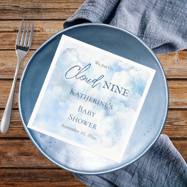 Wir sind auf Cloud Nine Blue Boy Baby Dusche Serviette ("We Are On Cloud Nine"  Blue Boy Baby Shower Paper Napkins)