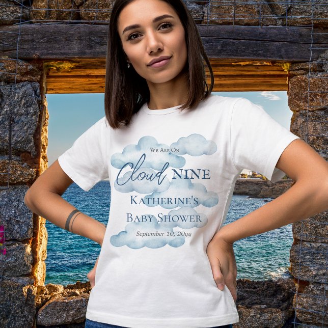 Wir sind auf Cloud Nine Blue Boy Baby Dusche Tri-Blend Shirt ("We Are On Cloud Nine"  Blue Boy Baby Shower Woman's T-Shirt)