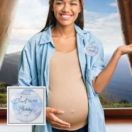 Wir sind auf Cloud Nine Blue Boy Baby Shower Mommy Button