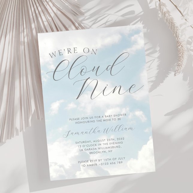 Wir sind auf Cloud Nine Blue Clouds Baby Dusche Einladung (Von Creator hochgeladen)