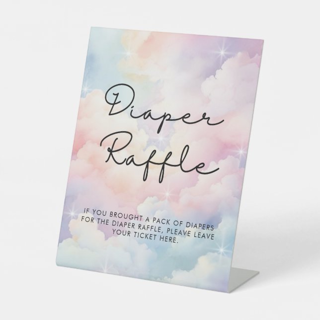 Wir sind auf Cloud Nine Dreamy Stars Baby Dusche Sockelschild (Vorderseite)