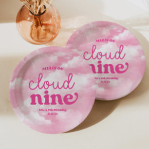 Wir sind auf Cloud Nine Pink 9. Neunter Geburtstag Pappteller