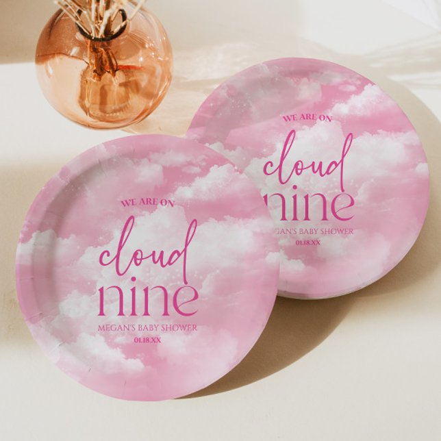 Wir sind auf Cloud Nine Pink Baby Dusche Pappteller (Von Creator hochgeladen)