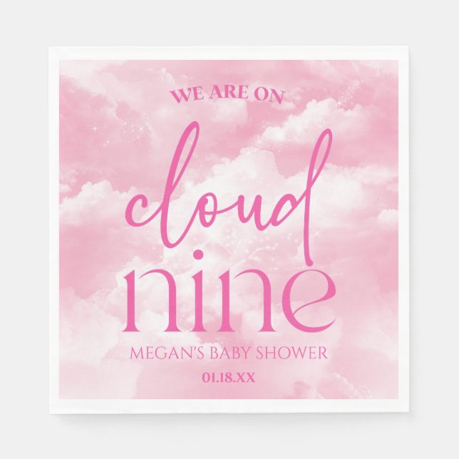 Wir sind auf Cloud Nine Pink Baby Dusche Serviette (Vorderseite)