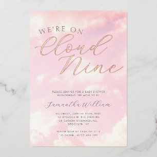 Wir sind auf Cloud Nine Pink Clouds Baby Dusche Folieneinladung