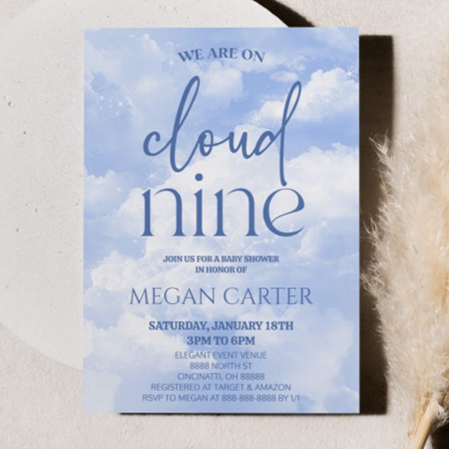 Wir sind auf Cloud Nine Sparkle Clouds Baby Dusche Einladung (Von Creator hochgeladen)
