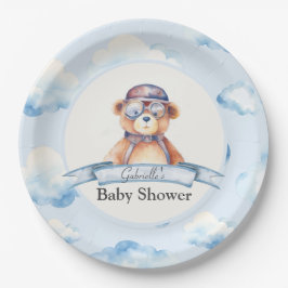 Wir sind auf Cloud Nine Vintag Boy Bear Baby Dusch Pappteller