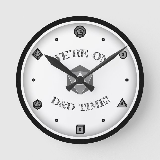 Wir sind auf D&D Time - GRAY Runde Wanduhr (Vorderseite)